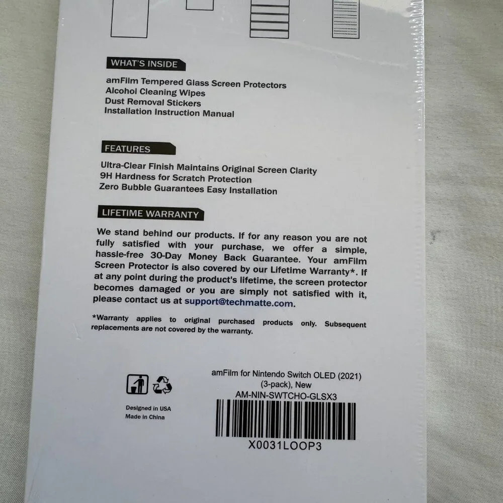 NWT amFilm Nintendo Switch Tempered Glass Screen Protector Compatible 7'' (2021)